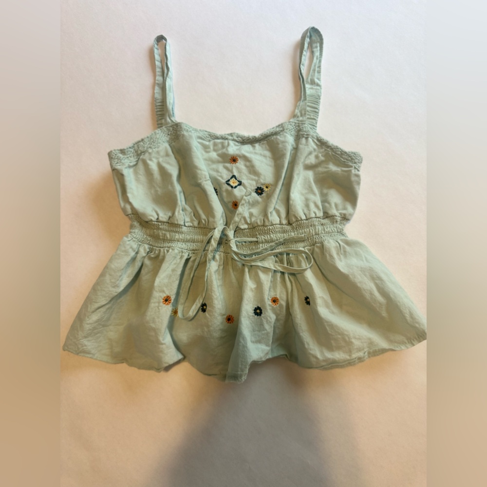 XS Celebrity Pink Mint Embroidered Top